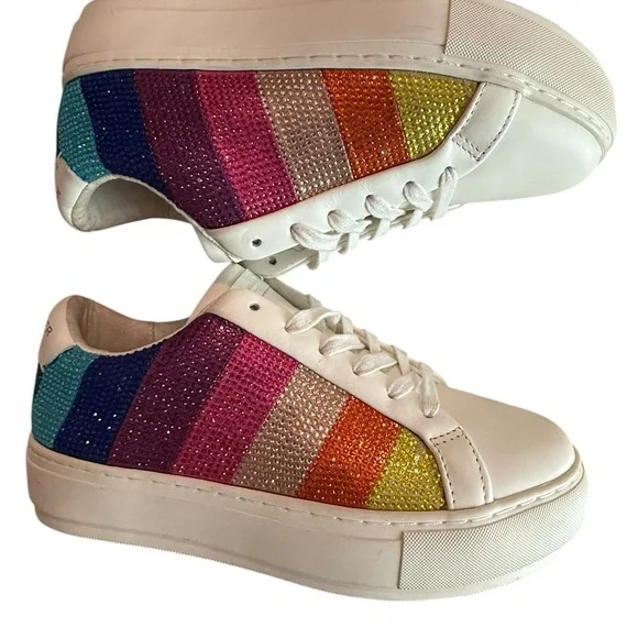 NWOT Kurt Geiger Multicolor Striped Sneakers - Picture 3 of 9